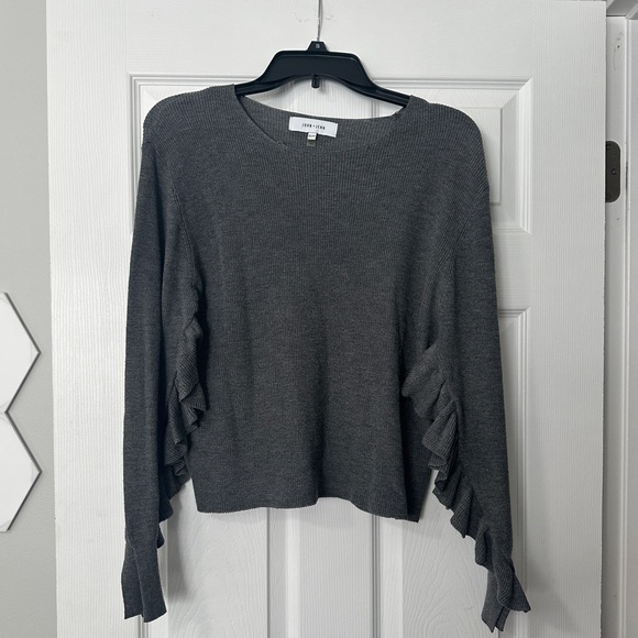 John + Jenn Sweaters - John + Jenn Gray Ruffle sleeve sweater XS